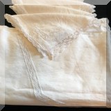 N06. Waterford linen tablecloth with 4 napkins. Some staining. - $24 